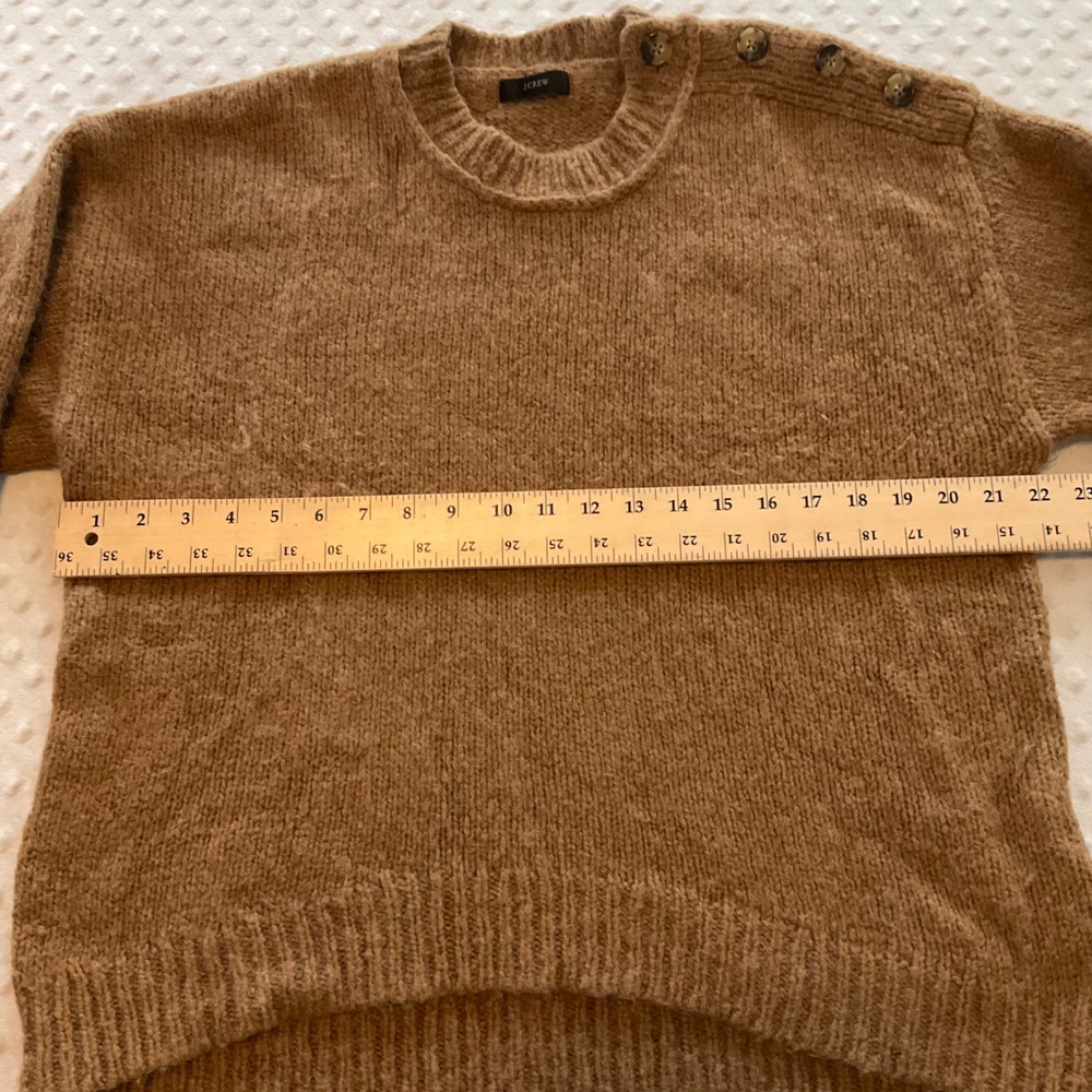 J.‎ Crew Brown Fuzzy Alpaca Wool Blend Button Shoulder Sweater Women's Large - Picture 4 of 8